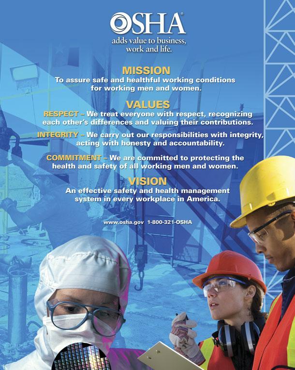 The Occupational Safety and Health Administration aims to ensure employee safety and health in the United States by working with employers and employees to create better working environments.