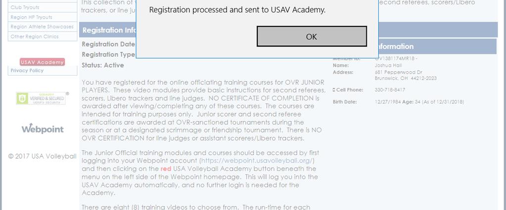 confirm that your registration has been