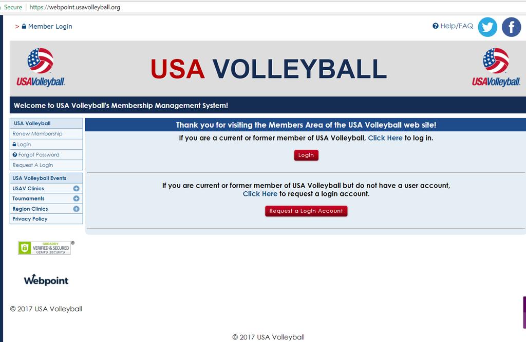 Log in to the USAV Webpoint membership database at https://webpoint.usavolleyball.org.