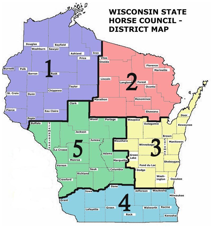General Population Survey Surveys were sent to a random sample of 2,000 households in each of the five horse council districts in Wisconsin (Figure 1 below).