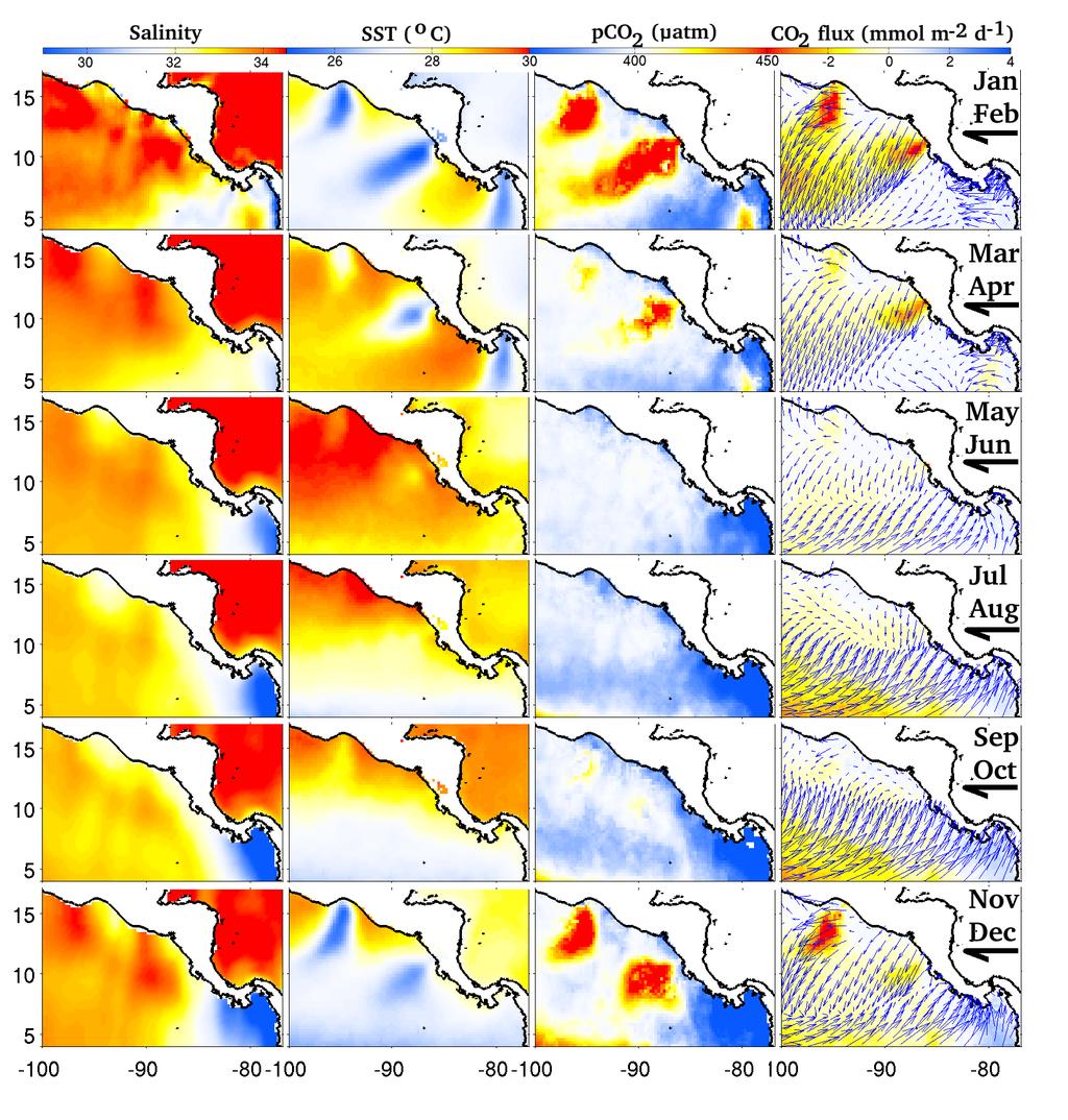 Applying the LUT to 4 years Of Satellite SST + SSS data - Upwelling strongest under