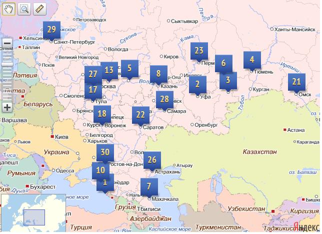 TOP-30 of Russian Cities for Doing Business (2012)