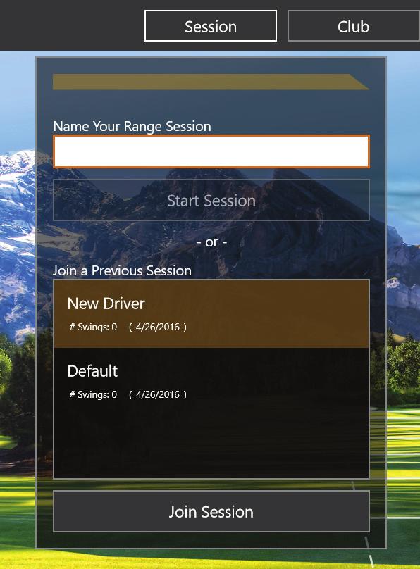 Sessions From the top center of the screen select Session. To begin a new session, name your range session and select Start Session.
