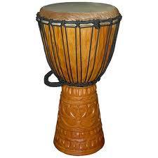 Djembe a hourglass-shaped hand drum that can produce bass, tone, and slap sounds. Because of its loud volume, the djembe is often the lead drum in West African drum ensembles. Figure 12.