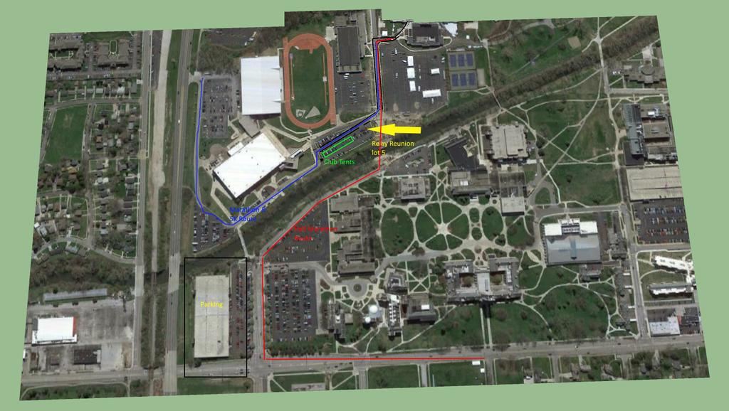 RELAY REUNION STAGING AREA LOCATION: Parking Lot 5 on campus, next to mile 26 of the marathon course. Parking is available in the main parking garage.