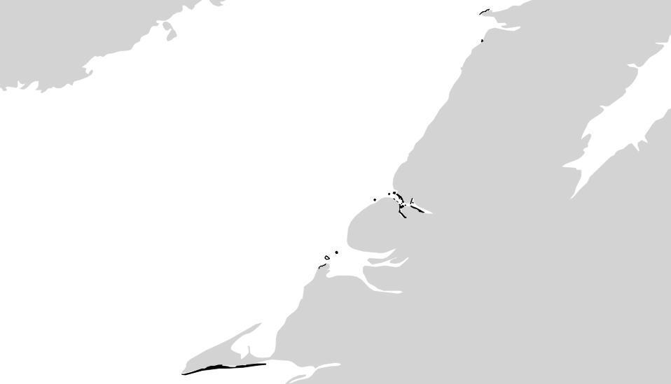 (b) (c) Figure 2 GIS data indicating fishing areas marked in black for (a) herring, (b) mackerel and (c) capelin reported by harvesters during