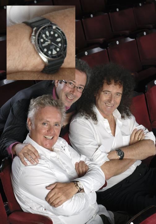 The final picture is a real gem, both in terms of Queen and in terms of the watch. It s a picture used for a press story about Queen and Ben Elton s We Will Rock You show.