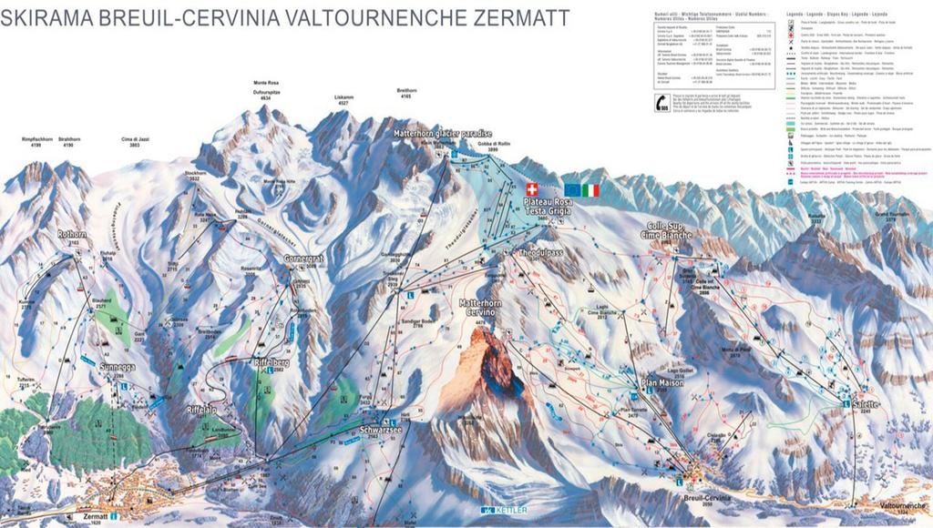 Ski area: SKI AREA: CERVINIA-ZERMATT-VALTOURNENCHE SKI AREA From 1524m to