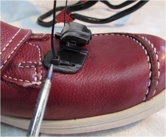 punch holes through shoe material.!! BE VERY CAREFULL!