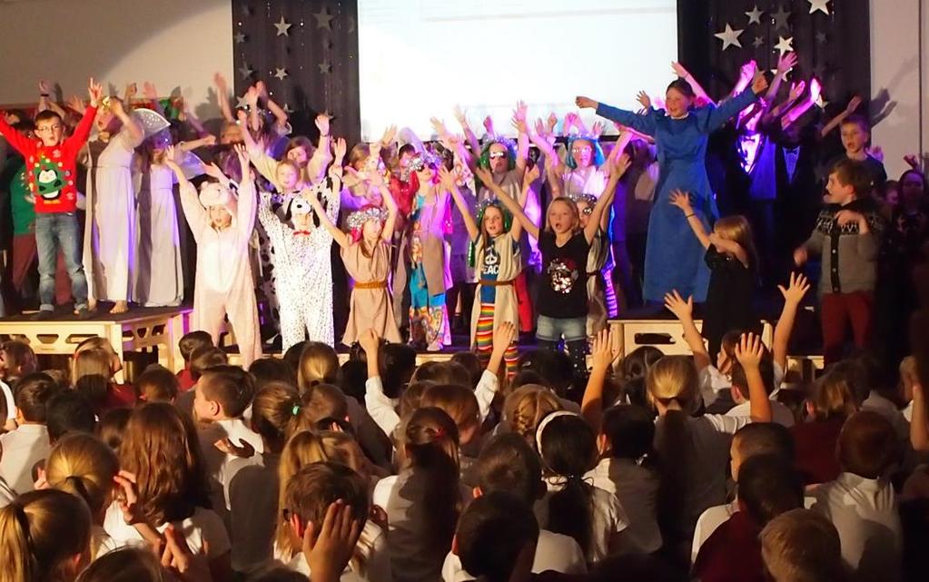 This year for the Christmas play, Year 4 put on a production that was set in a TV studio during a Christmas chart show. There were 4 presenters: Tim Tinsel, Sam Frost, Holly Bush and Chris Cracker.