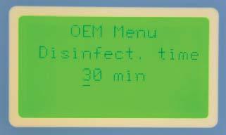 12 System control.oem Menu Change the disinfection time The disinfection time can be set in this menu. Basic setting: 30 min. Setting range: 15-90 min.