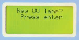 You need a level 3 code. a. After entering the code push the Menu and UV button simultaneously. The display shows UV Menu. b. Push the Menu button repeatedly until new UV-lamp appears and press enter to confirm.