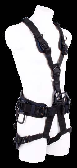, anatomic shoulders, front and back fall arrest attachment points (EN 361 standard) made of high tensile steel.