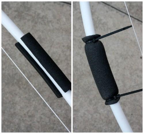 Step 3: Bend the PVC pip to form a curve and place the other loop in the other notch.