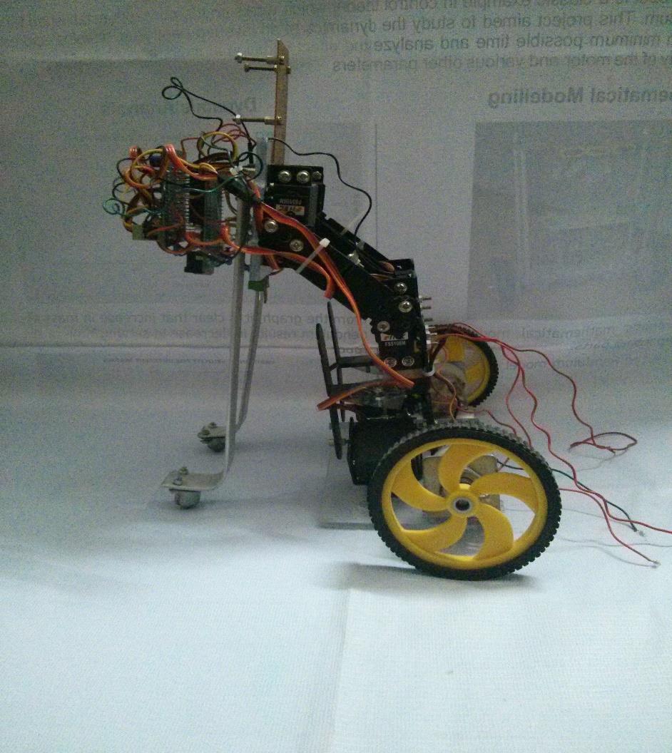 The wheeled robot can again be transformed back to its upright position.
