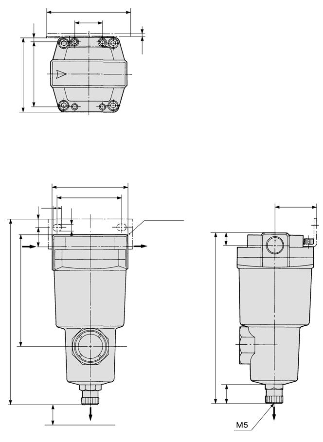 Main Line Filter Series AFF Dimensions AFF37 180 76 Auto drain D: With auto drain (N.O.) 160 136 12 4.