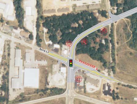 The West Terra Lane intersection is approximately 400 feet north of the I-70 WB Ramps intersection.