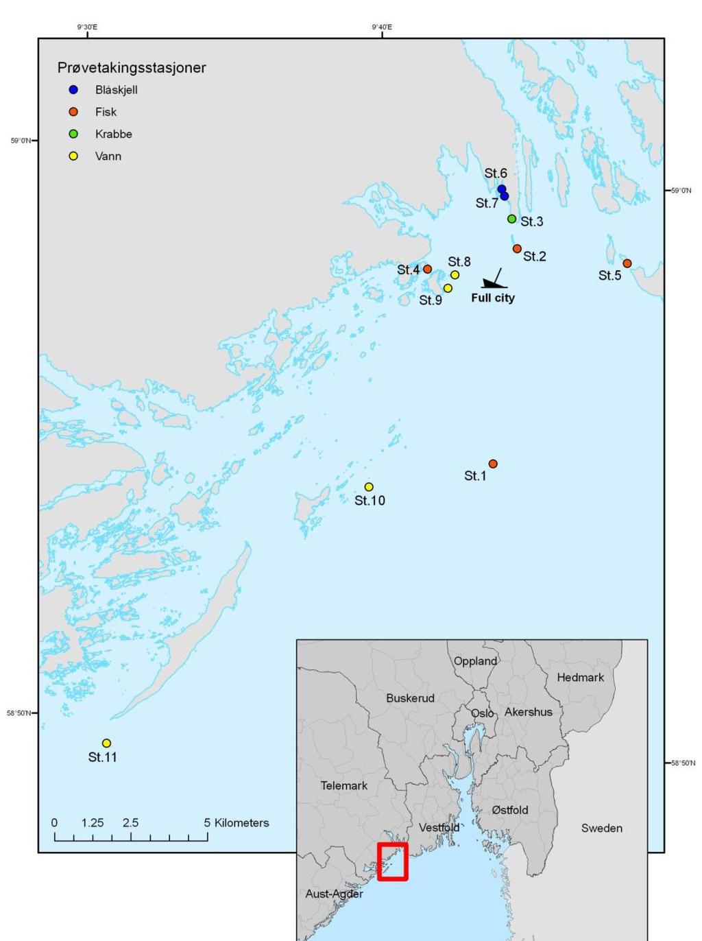Full City sampling August 2009 Near the shipwreck: Slightly elevated levels of NPD in seawater Elevated levels of NPD in fish liver and filet