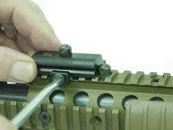 c. BIPOD LEG ADJUSTMENT--from folded (up) position: 1. Present Bipod to Rail Adapter. 2. Tighten Bipod Nut.