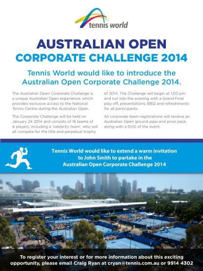 Australian Open at the Eastern Plaza and at the AO Blitz Fed