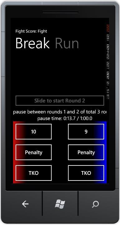 Figure 2.9: After a round end one can score the round, as well as penalize some of the fighters or choose a TKO if happens (recall Ali vs Frazier in The Thrilla in Manila ) 2.1.3.