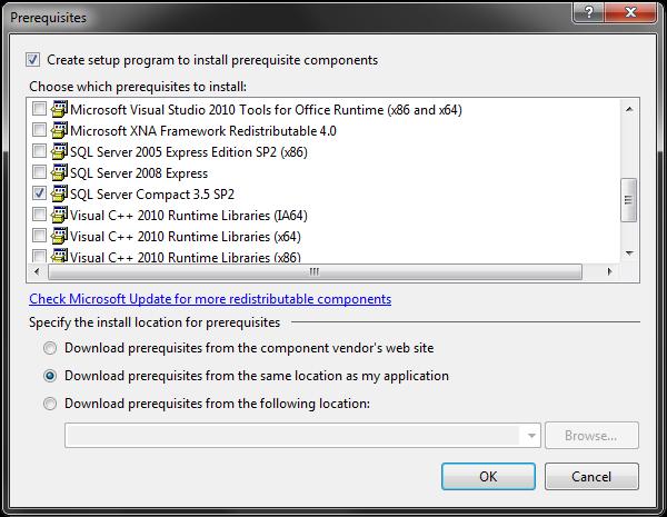 Figure 3.1: The prerequisites setup for XX-Installer-AnyCPU.zip. For the XX-Installer-AnyCPU- Plain.zip the installation location for the prerequisites is specified to the vendor s website.