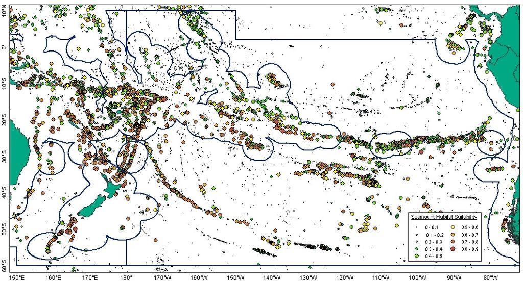 Figure 4. Map of the updated global seamounts database of Yesson et al.