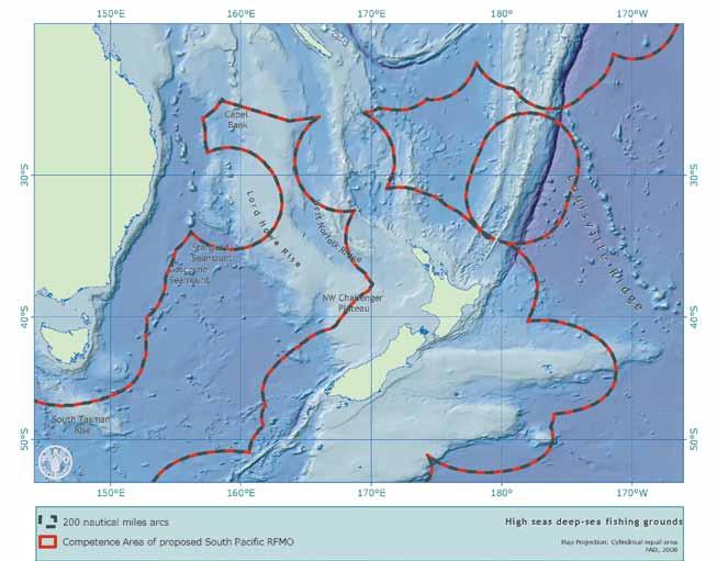 South Pacific Ocean 99 map 2 High seas areas just off the EEZs of Australia and New Zealand (Schedophilus velaini), yellowtail amberjack (yellowtail kingfish) (Seriola lalandi) and hapuka (Polyprion