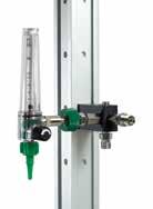 Oxygen Therapy Accessories Flowmeters with Mounting Brackets for Dovetail Rail and Multi-Purpose Therapy Stand Flowmeter and Manifold Bracket Flowmeter with Hand-I-Twist (HIT) DISS adapter, tubing