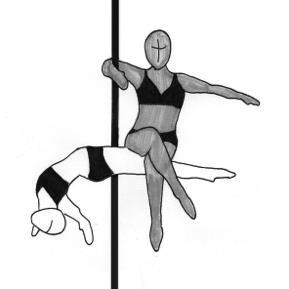 - The lower partner is in an inverted position, mirroring the top partner. - Both partners must have contact with the pole. - Hold the position for 2 seconds.
