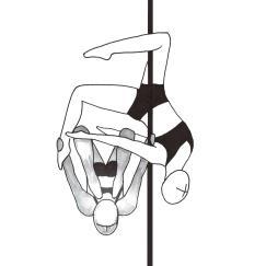 - Flying partner performs a superman crescent with no hand contact with the pole, holding the catching partner's lower leg.