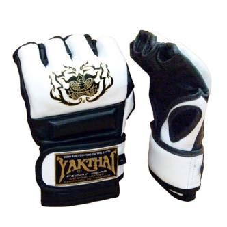 Black/White YGGV2 Yakthai "The Grappler" MMA Gloves Velcro - Thumbless S pair 1,200 Solid tone : White, Black, Red, Blue, M pair 1,300
