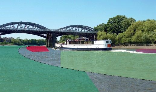 The diagrams illustrate this problem: Inshore Zone for rowing upriver against the tide Starboard side of the Fairway