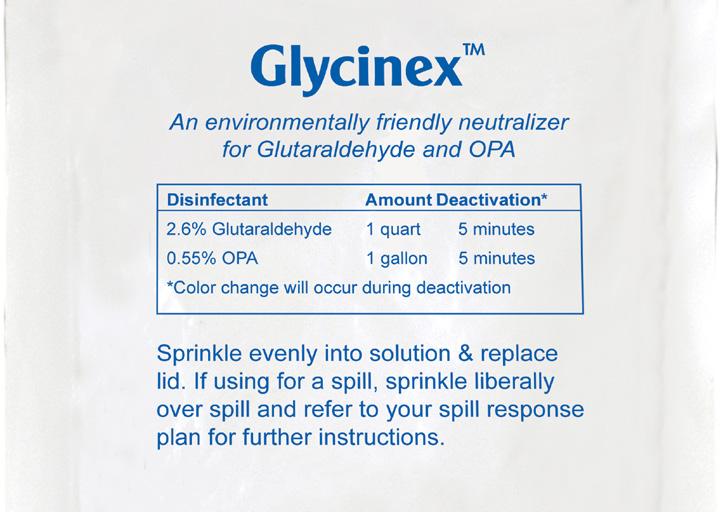 E8364BH - Glycinex, 2 oz. packets Glycinex Neutralizer for the AC DS 03 High-Level Disinfectant Neutralizer Station Glycinex completely neutralizes disinfectant in 5 minutes.