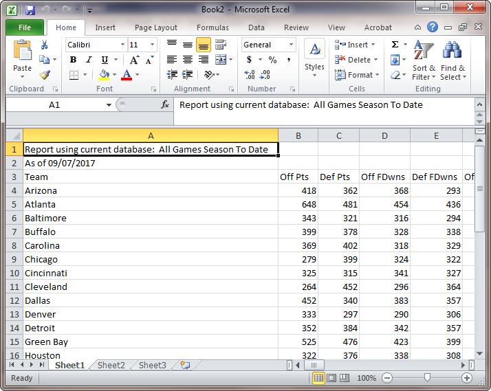 Export Team Database (totals) To export the team database information in WinPicks to a single Excel spreadsheet or to a.csv file, select EXPORT TEAM DATABASE from the FILE MENU.