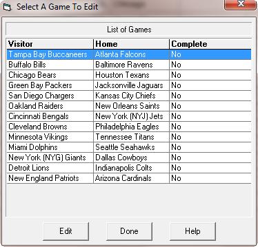 Select the game you want by one of two methods: Figure 5.10 - The Game Selection Window (PFA) Point to the game you want and double click the mouse.