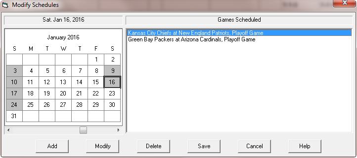 Section 5.2. Adding Postseason Games Postseason games are automatically added to the files downloaded from the Internet (Section 5.3).