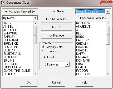 To get started, select STRAIGHT-UP, SIDES or TOTALS from the CONSENSUS menu. You ll see a menu like the one in Figure 8.