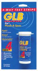 TEST KITS Four-Way Test Strips Tests ph, total alkalinity, free chlorine and total bromine Immediate and accurate results with easy-to-read chart