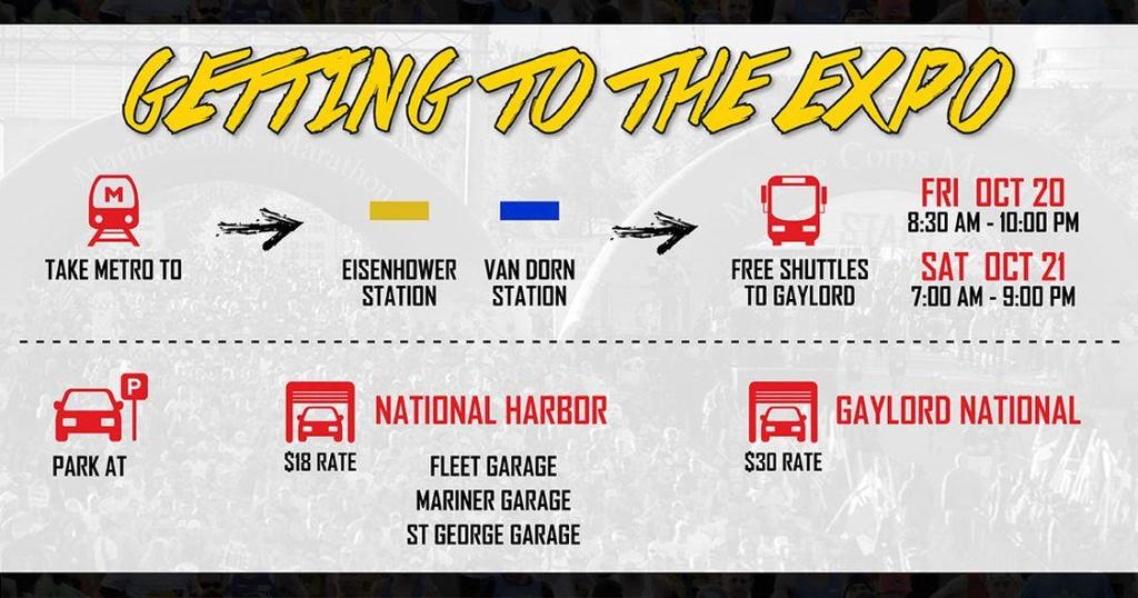 Getting to the Expo The MCM will provide free shuttle service to the Gaylord National Resort & Convention Center on Friday and Saturday from designated Metro stations (see infographic below).