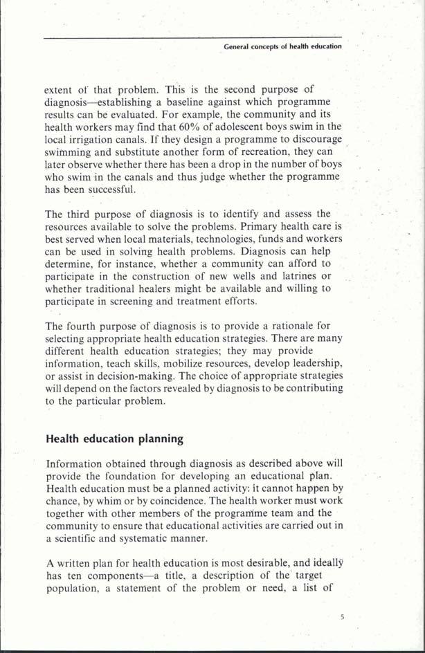 General concepts of harh education,. extent of. that problem. his is the second purpose of diagnosis-establishing a baseline against which programme results can be evaluated.