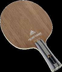 combination of a soft core with hard fibers and a hard walnut top layer the walnut transfers the impact of the ball precisely into your hand good control and great power at the