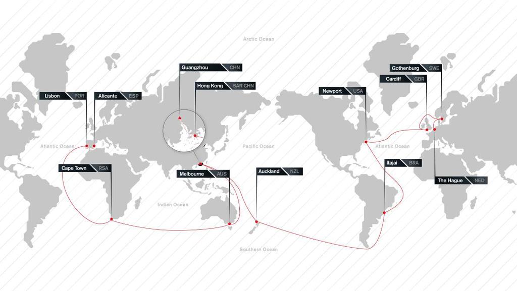 Embracing the chaos of a round the world race The full route now features a total of 10 legs taking in 12 landmark Host Cities on six continents.