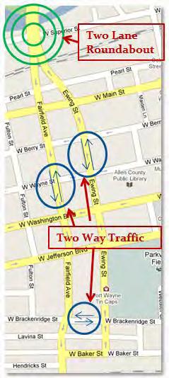 Figure 5 - Alternative #2b 2.5. Alternative #3a The third Alternative will again include implementing two-way traffic on Fairfield Avenue and Ewing Street.