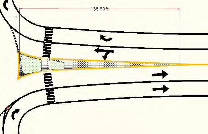 Figure 19 - Dimensions of General Flare Length The next section to be considered is for pedestrians and the splitter islands.