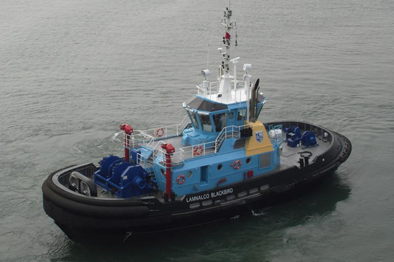 TOWAGE AND PILOTAGE SERVICES Main engines 2 x Caterpillar 3516B Total power 3,678 kw Propulsion 2 x fixed pitch Z-Tech Fore winch Hydraulic Double drum - 150 T. brake load Line pull 20 T. @ 10 m/min.