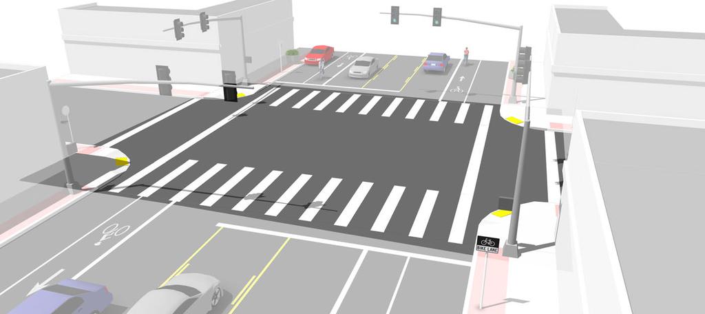 APPENDIX F: BICYCLE AND PEDESTRIAN DESIGN GUIDELINES Marked Crosswalks Description A marked crosswalk signals to motorists that they must stop for pedestrians and encourages pedestrians to cross at