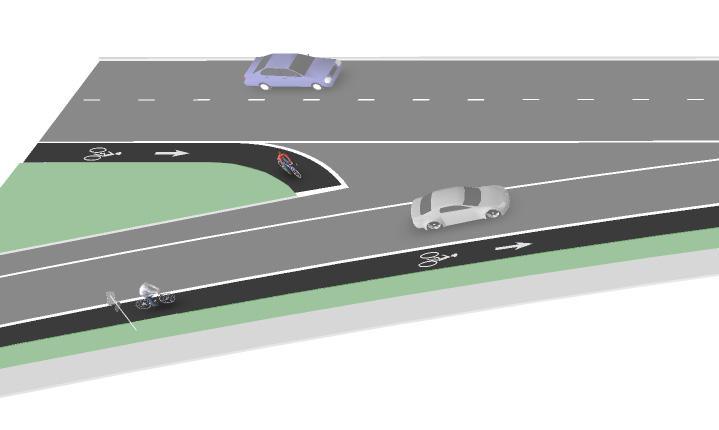 Bike Lanes at High Speed Interchanges Description Some arterials may contain high speed freeway-style designs such as merge lanes and exit ramps, which can create difficulties for bicyclists.