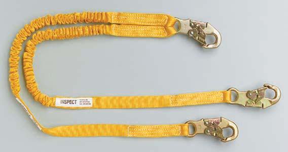 of elastic which allows the lanyard to retract to only 4 ft. long when not under tension.