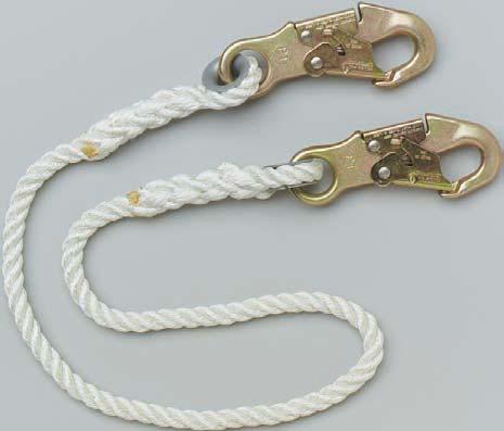 ) ATTACHED ROPE LANYARDS A # 3155 locking snaphook spliced to one end, other end spliced to harness, belt, or rope grab of your choice.
